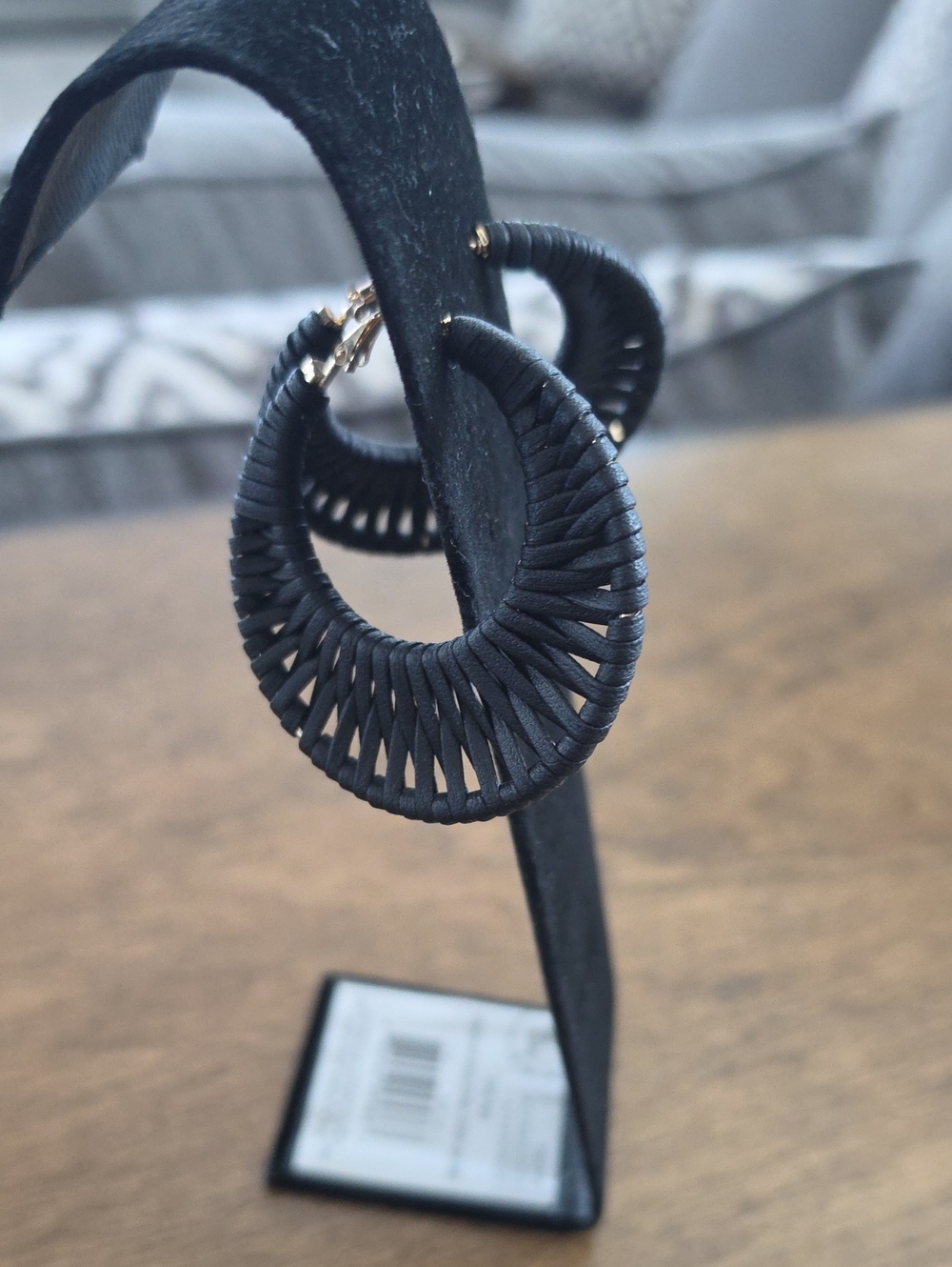 Buckle Black Wrapped Hoop Earrings